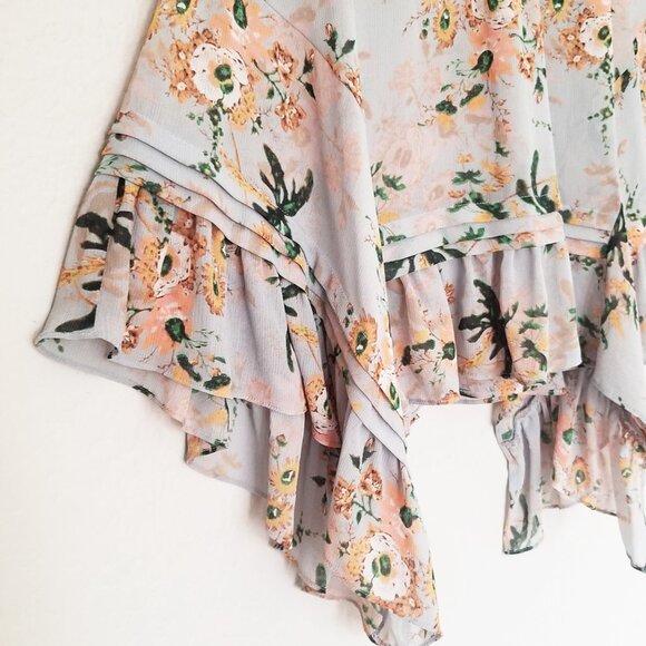 Anthropologie Maeve Magda Ruffle Floral Tunic Tank S Romantic Fairy Sheer $98 - Picture 6 of 15